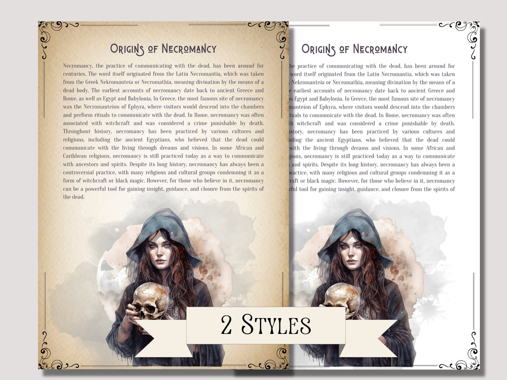 Necromancy for Beginners. Beautiful pages for your Book Of Shadows. Instant download