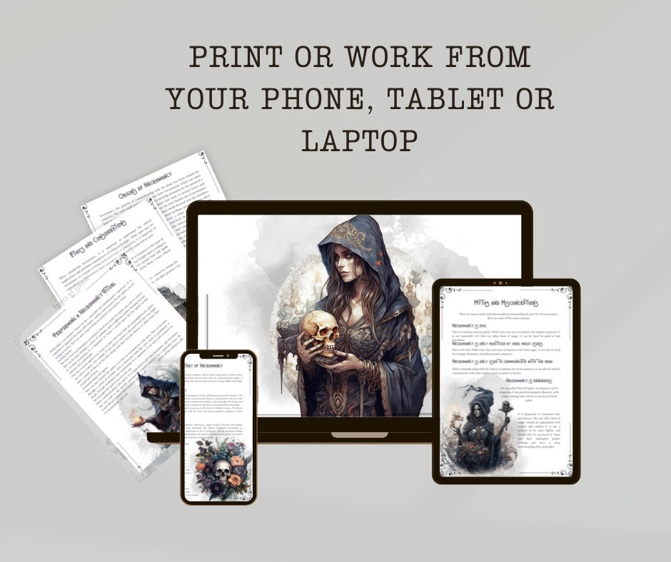 Necromancy for Beginners. Beautiful pages for your Book Of Shadows. Instant download