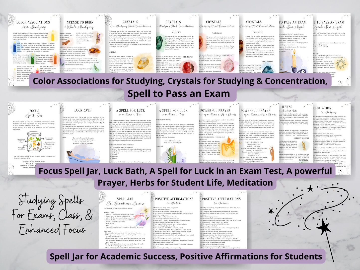 ADHD Undated Student Planner for Witches. Beautiful planner templates. Student Spells. Instant Download. PRINTABLE.