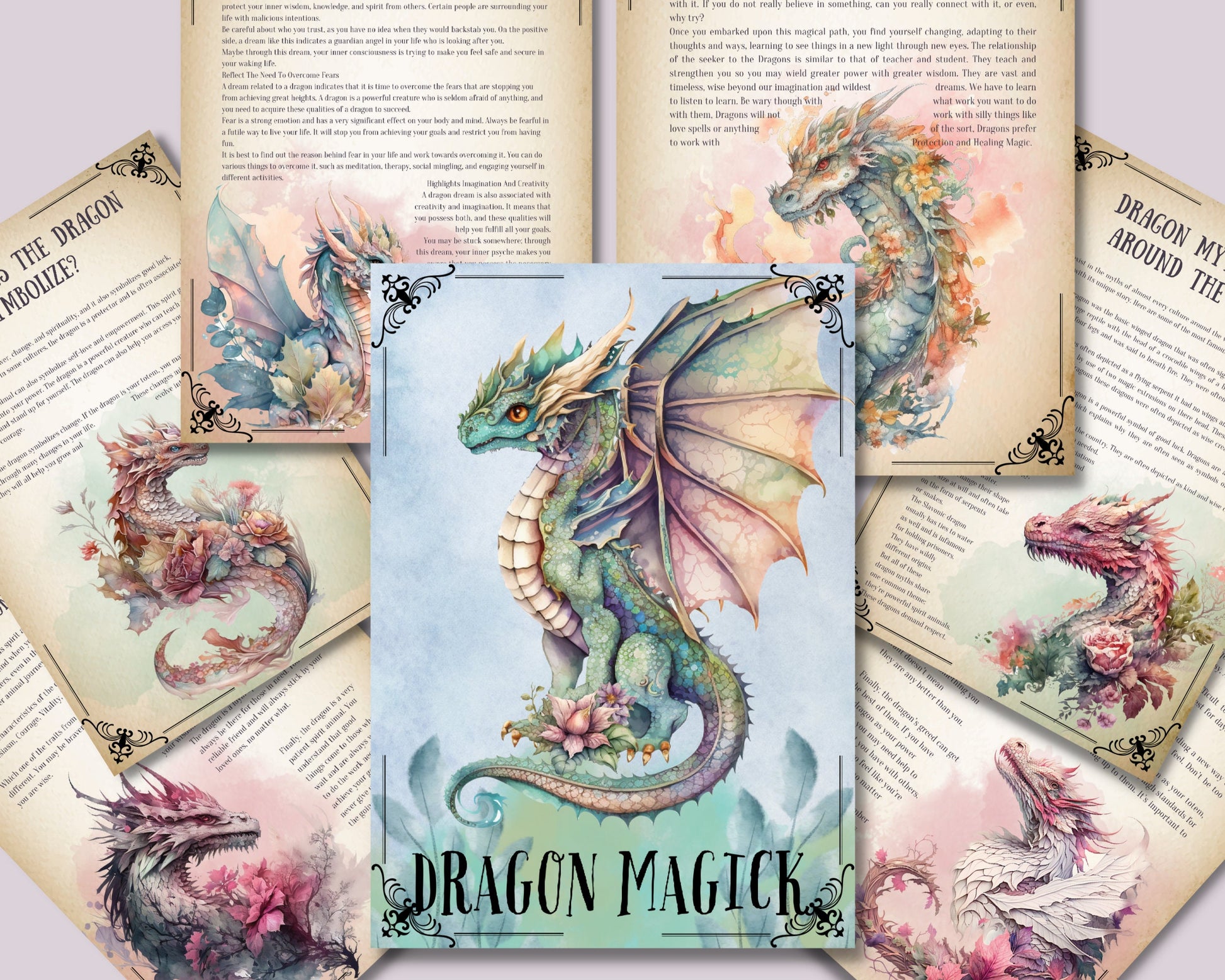 Dragon Magic. Beautiful pages for your Book Of Shadows. Instant download