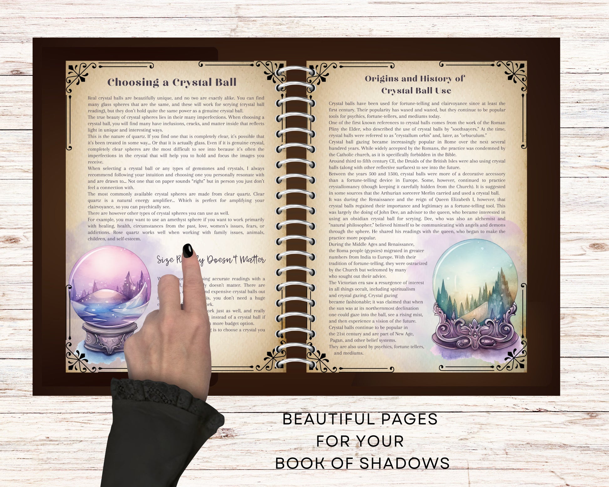 Crystal Ball. Beautiful pages for your Book Of Shadows. Instant Download.