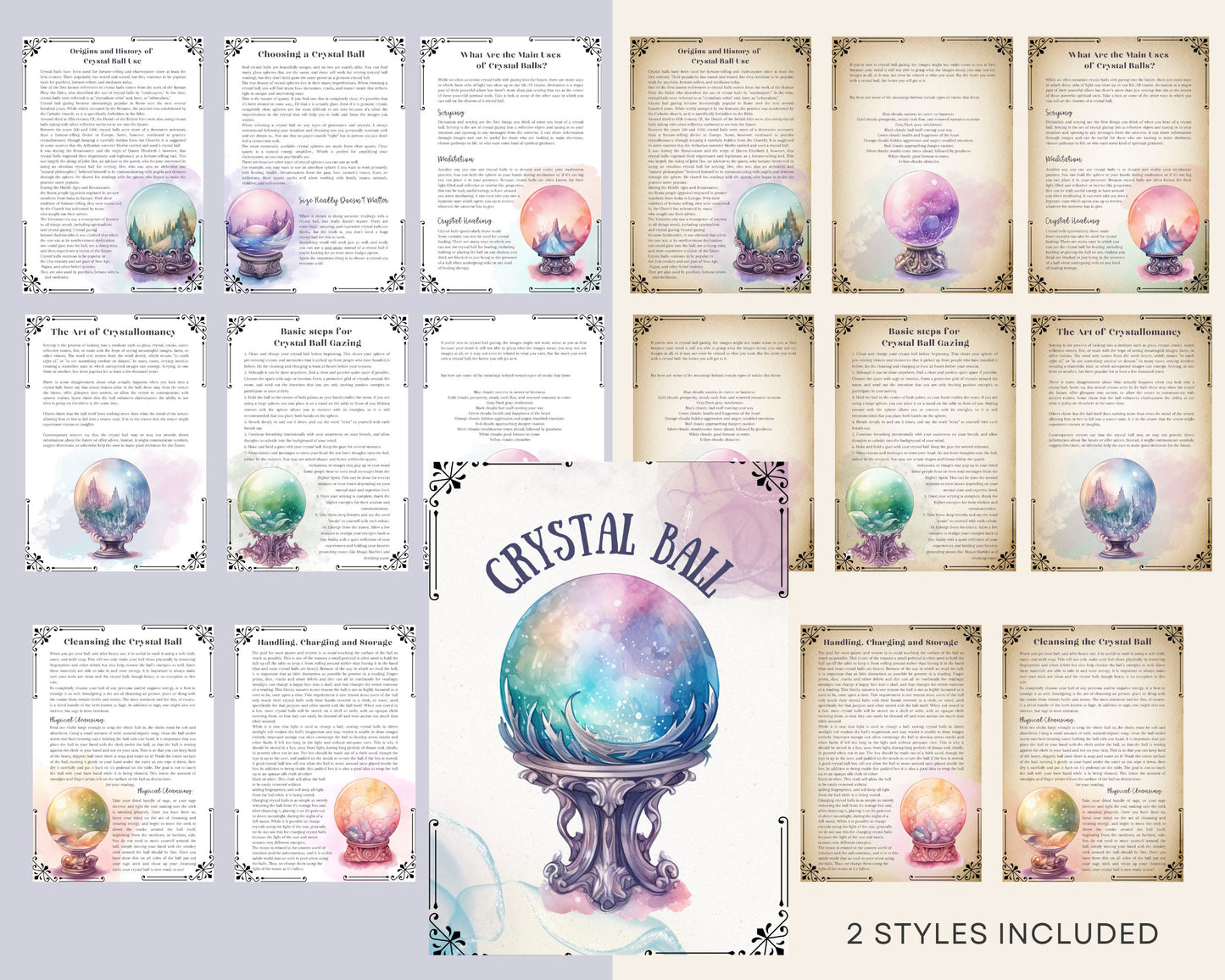 Crystal Ball. Beautiful pages for your Book Of Shadows. Instant Download.