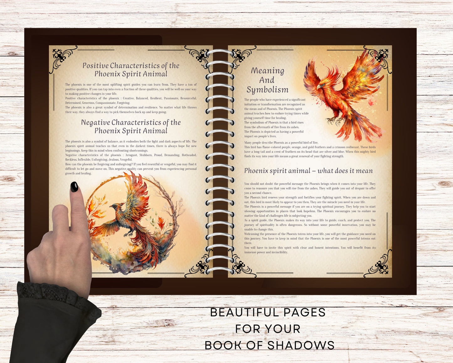 Phoenix. Sprit Animal. Beautiful pages for your Book Of Shadows. Instant Download.