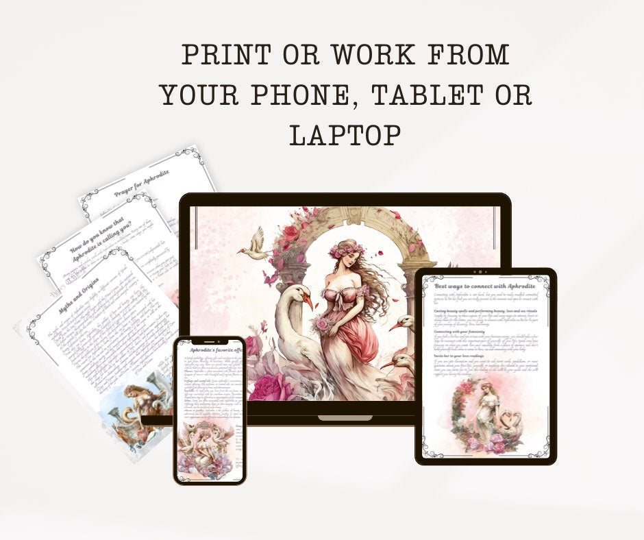 Aphrodite. Beautiful pages for your Book Of Shadows. Instant download