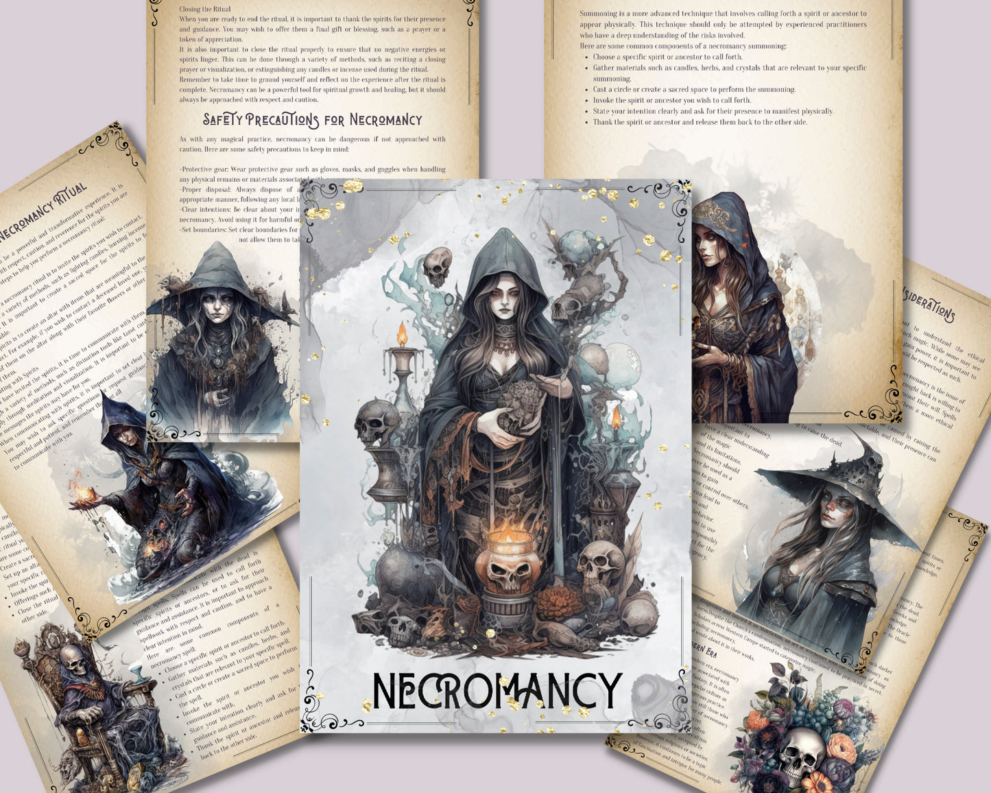 Necromancy for Beginners. Beautiful pages for your Book Of Shadows. Instant download