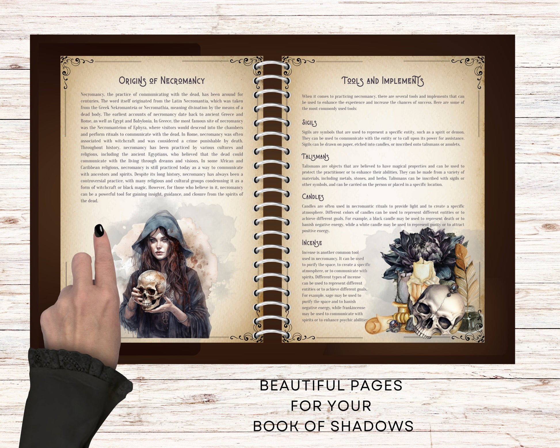 Necromancy for Beginners. Beautiful pages for your Book Of Shadows. Instant download