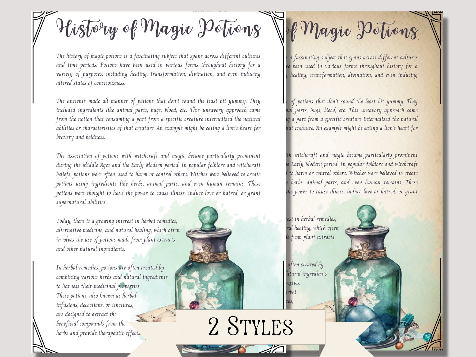 Potions. Beautiful pages for your Book Of Shadows. Instant download.