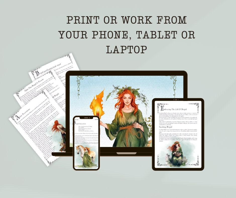 Brigid, Celtic Goddess. Beautiful pages for your Book Of Shadows. Instant Download.