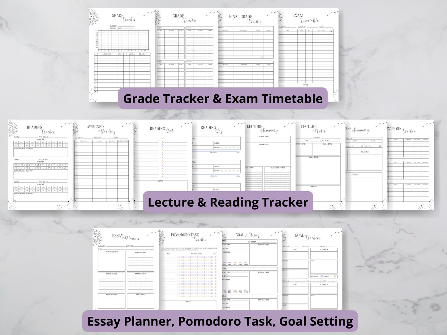 ADHD Undated Student Planner for Witches. Beautiful planner templates. Student Spells. Instant Download. PRINTABLE.