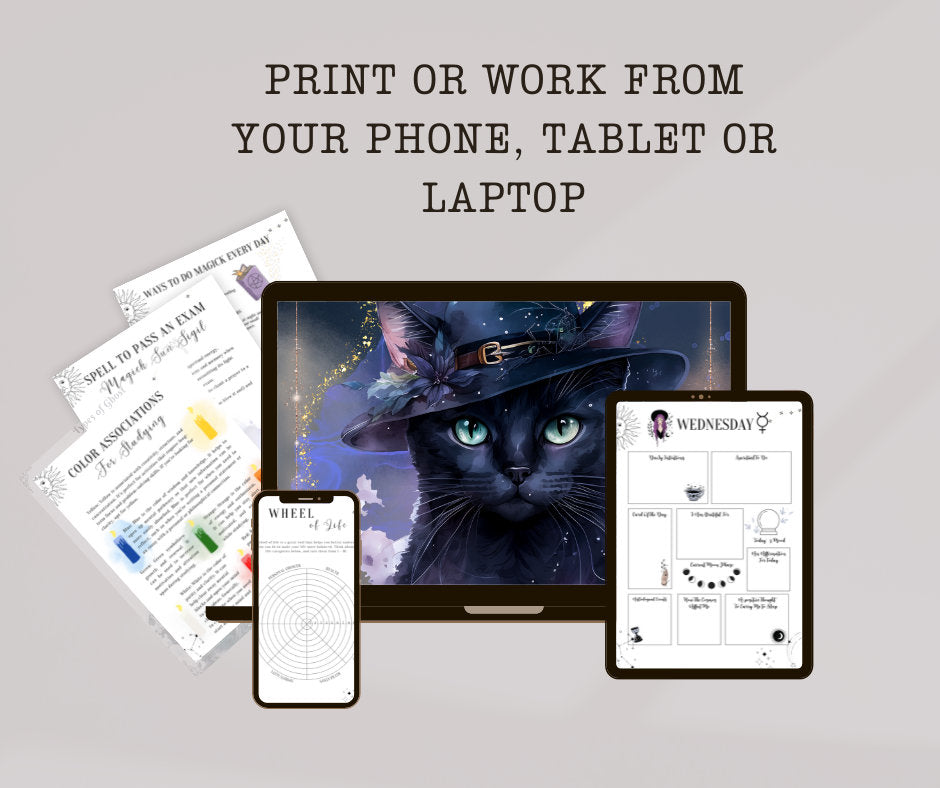 ADHD Undated Student Planner for Witches. Beautiful planner templates. Student Spells. Instant Download. PRINTABLE.