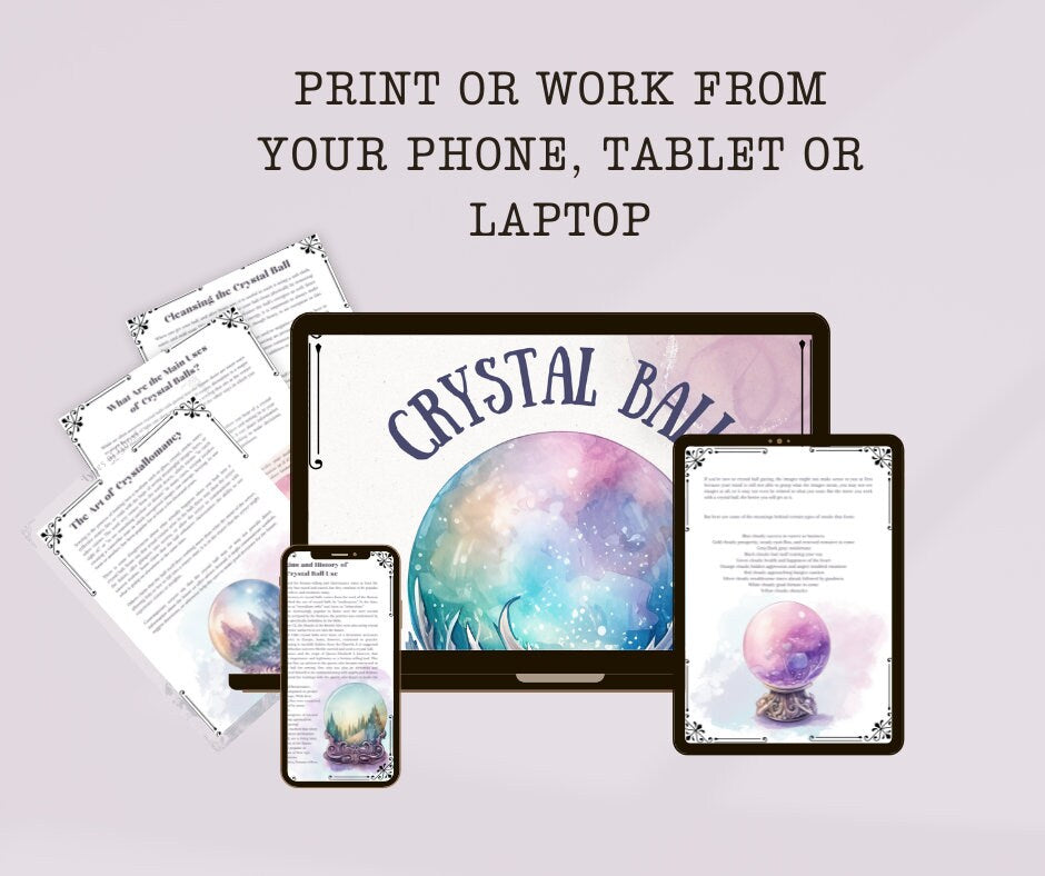 Crystal Ball. Beautiful pages for your Book Of Shadows. Instant Download.