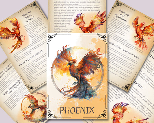 Phoenix. Sprit Animal. Beautiful pages for your Book Of Shadows. Instant Download.