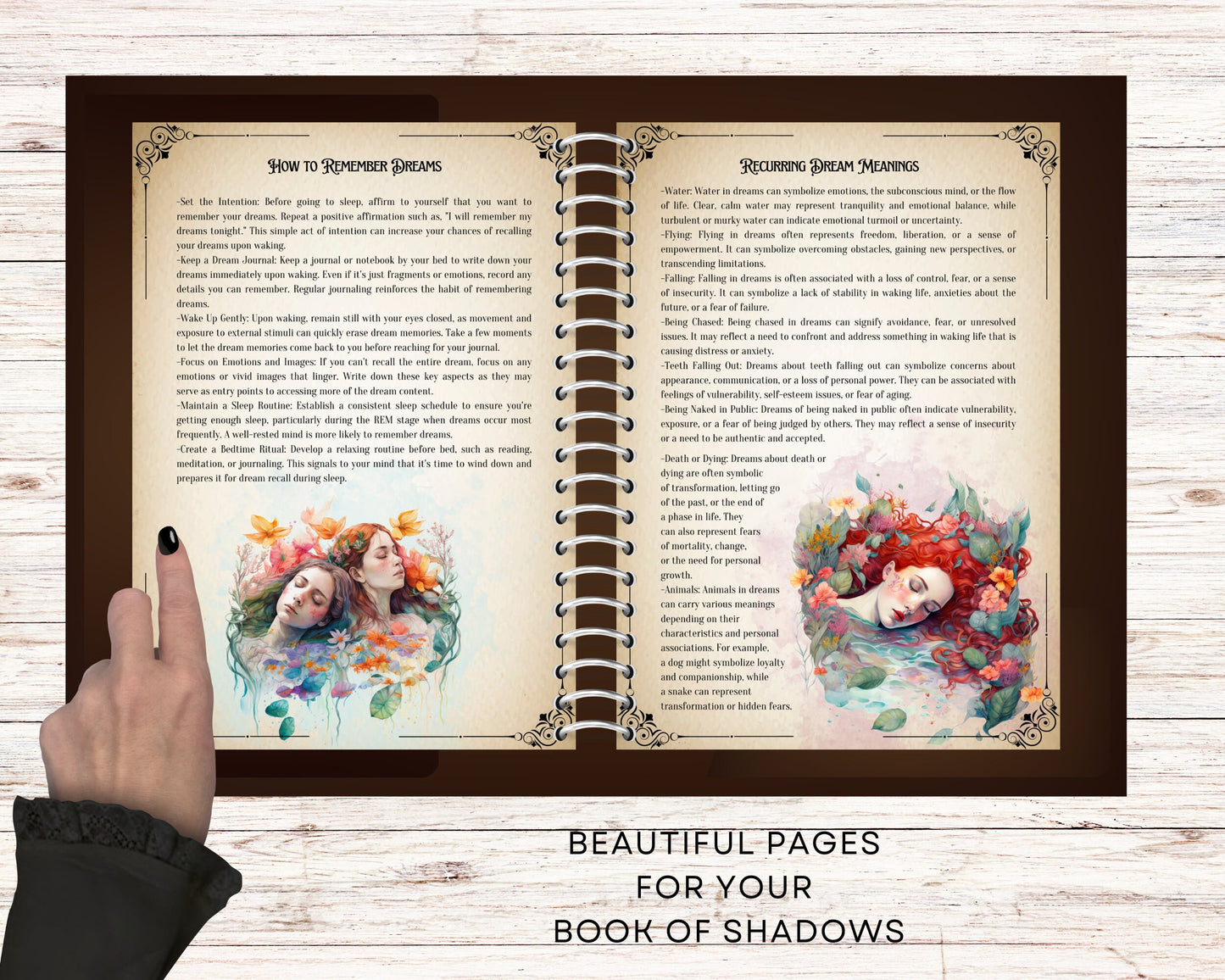 Dream Interpretation + BONUS. Beautiful pages for your Book Of Shadows. Instant Download.