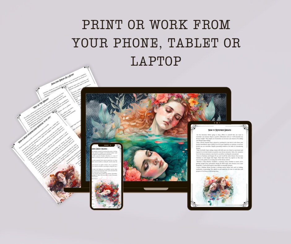 Dream Interpretation + BONUS. Beautiful pages for your Book Of Shadows. Instant Download.