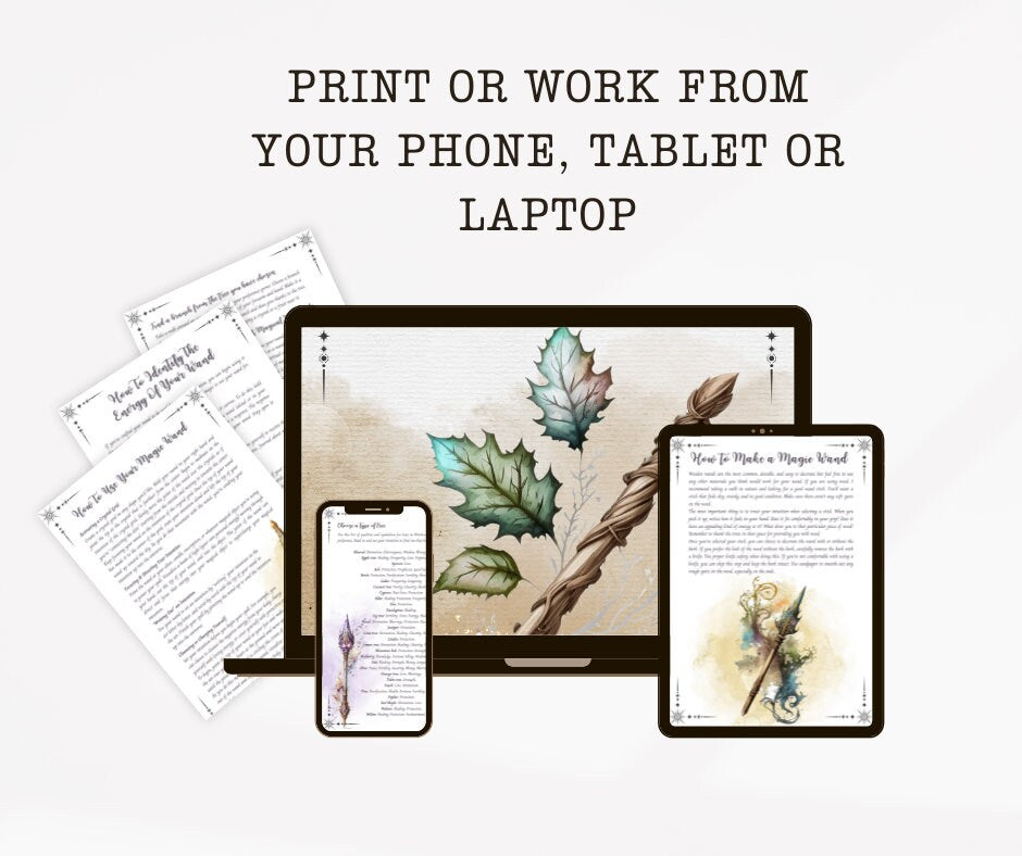Magick Wands. Beautiful pages for your Book Of Shadows. Instant Download.