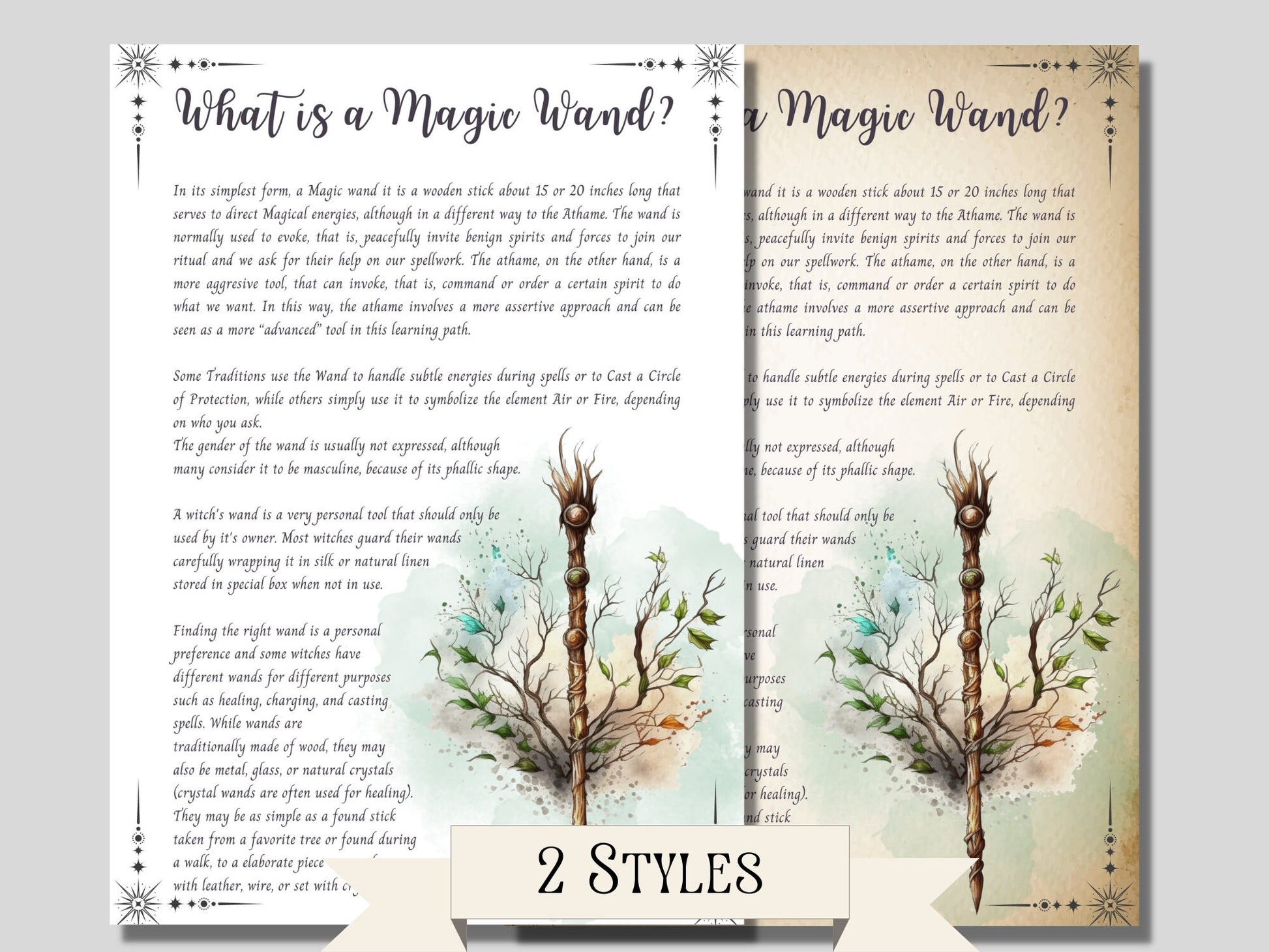 Magick Wands. Beautiful pages for your Book Of Shadows. Instant Download.