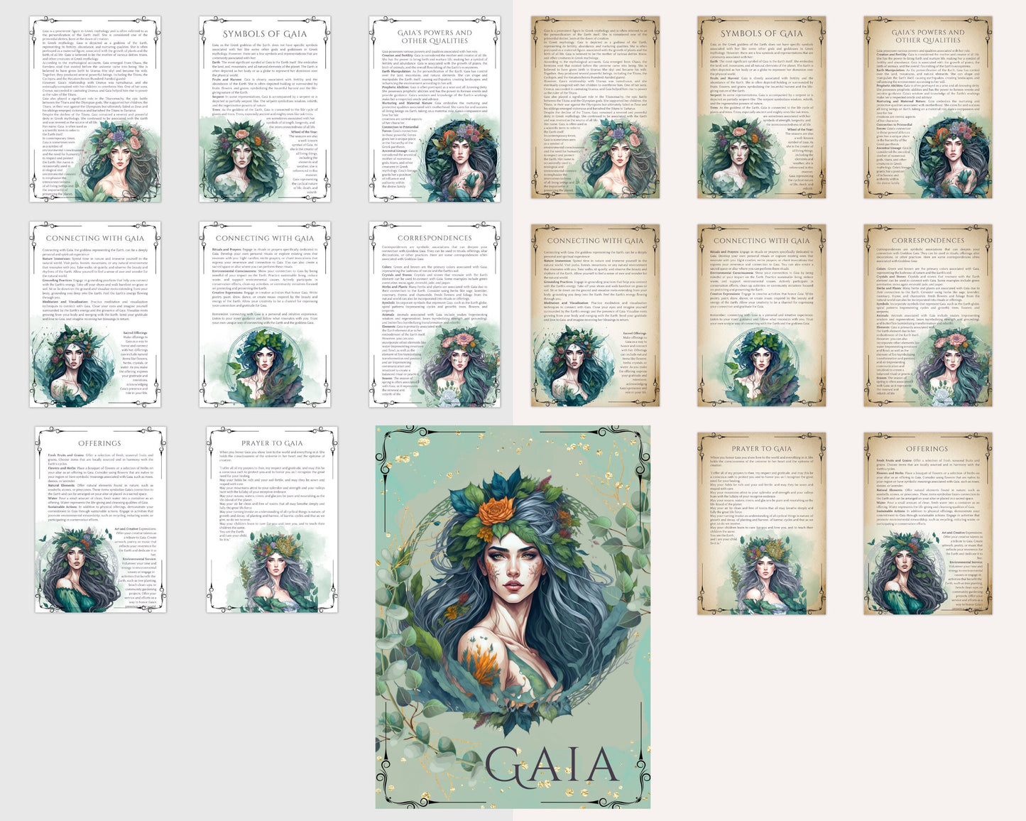 Gaia, Mother of Earth. Beautiful pages for your Book Of Shadows. Instant download.