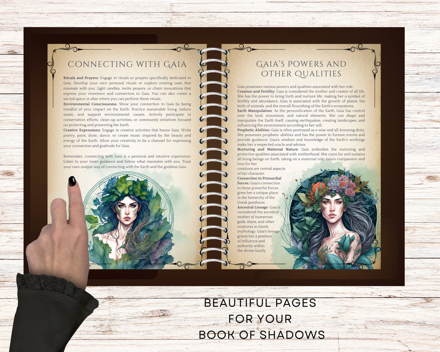 Gaia, Mother of Earth. Beautiful pages for your Book Of Shadows. Instant download.
