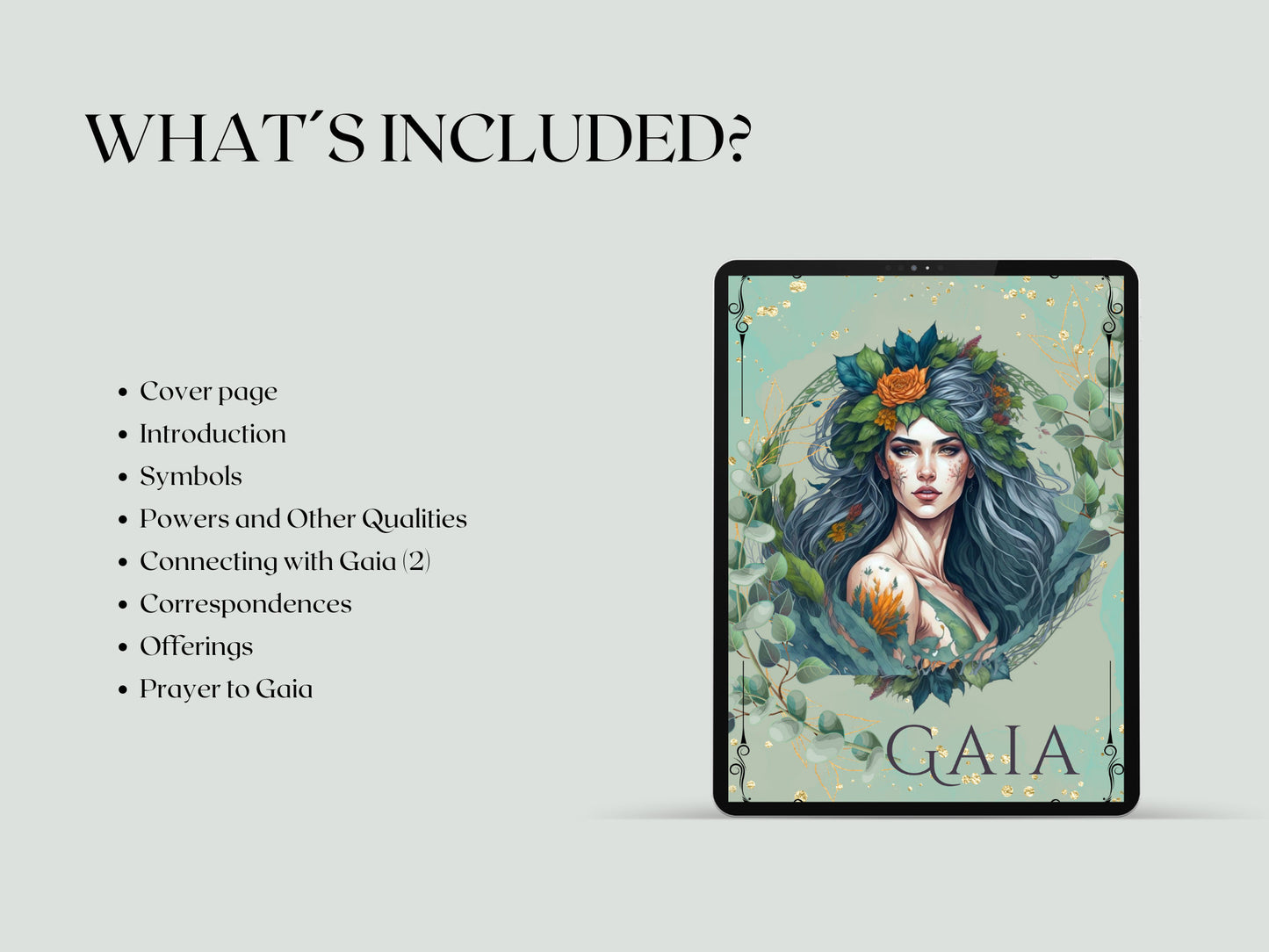 Gaia, Mother of Earth. Beautiful pages for your Book Of Shadows. Instant download.