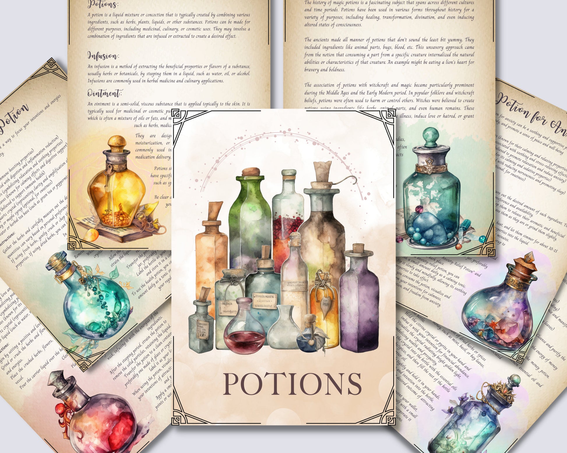 Potions. Beautiful pages for your Book Of Shadows. Instant download.