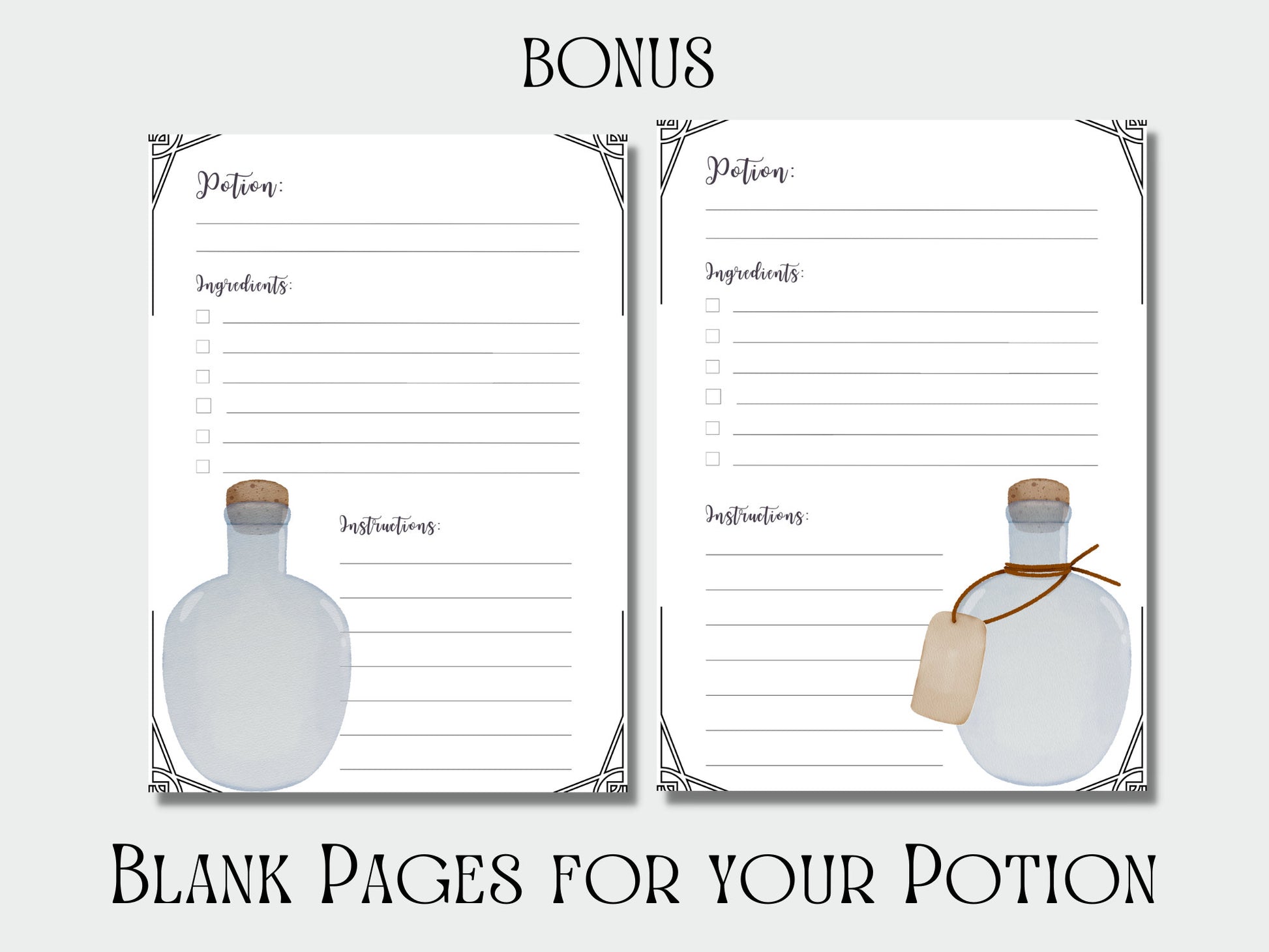 Potions. Beautiful pages for your Book Of Shadows. Instant download.