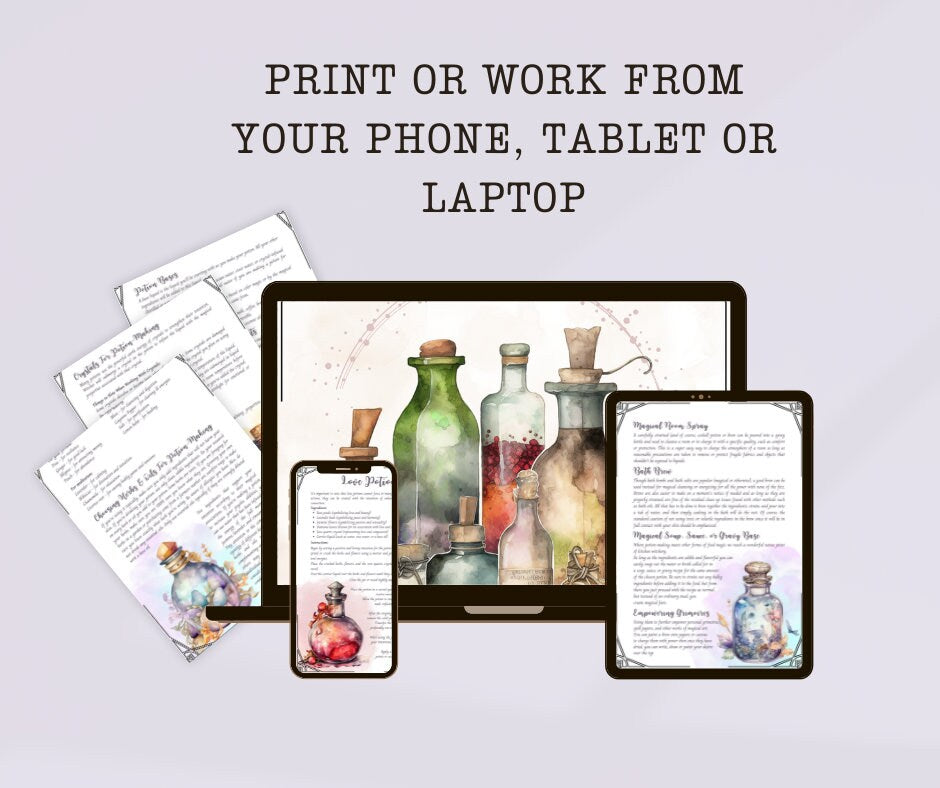 Potions. Beautiful pages for your Book Of Shadows. Instant download.