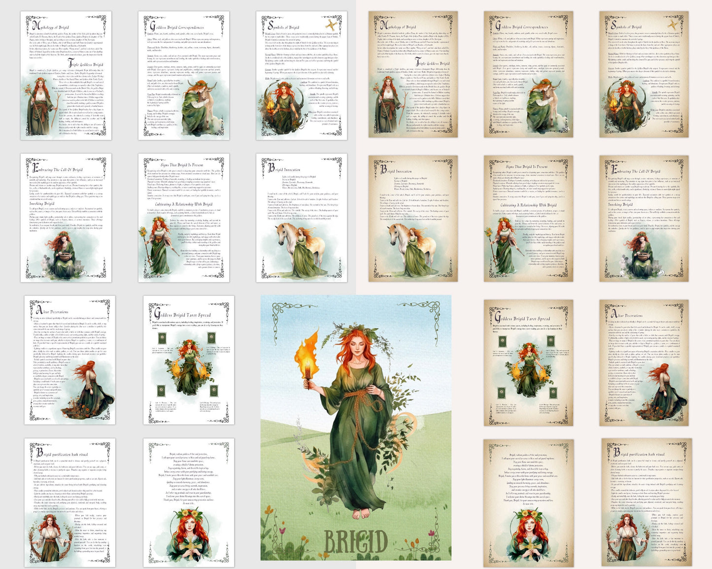 Brigid, Celtic Goddess. Beautiful pages for your Book Of Shadows. Instant Download.