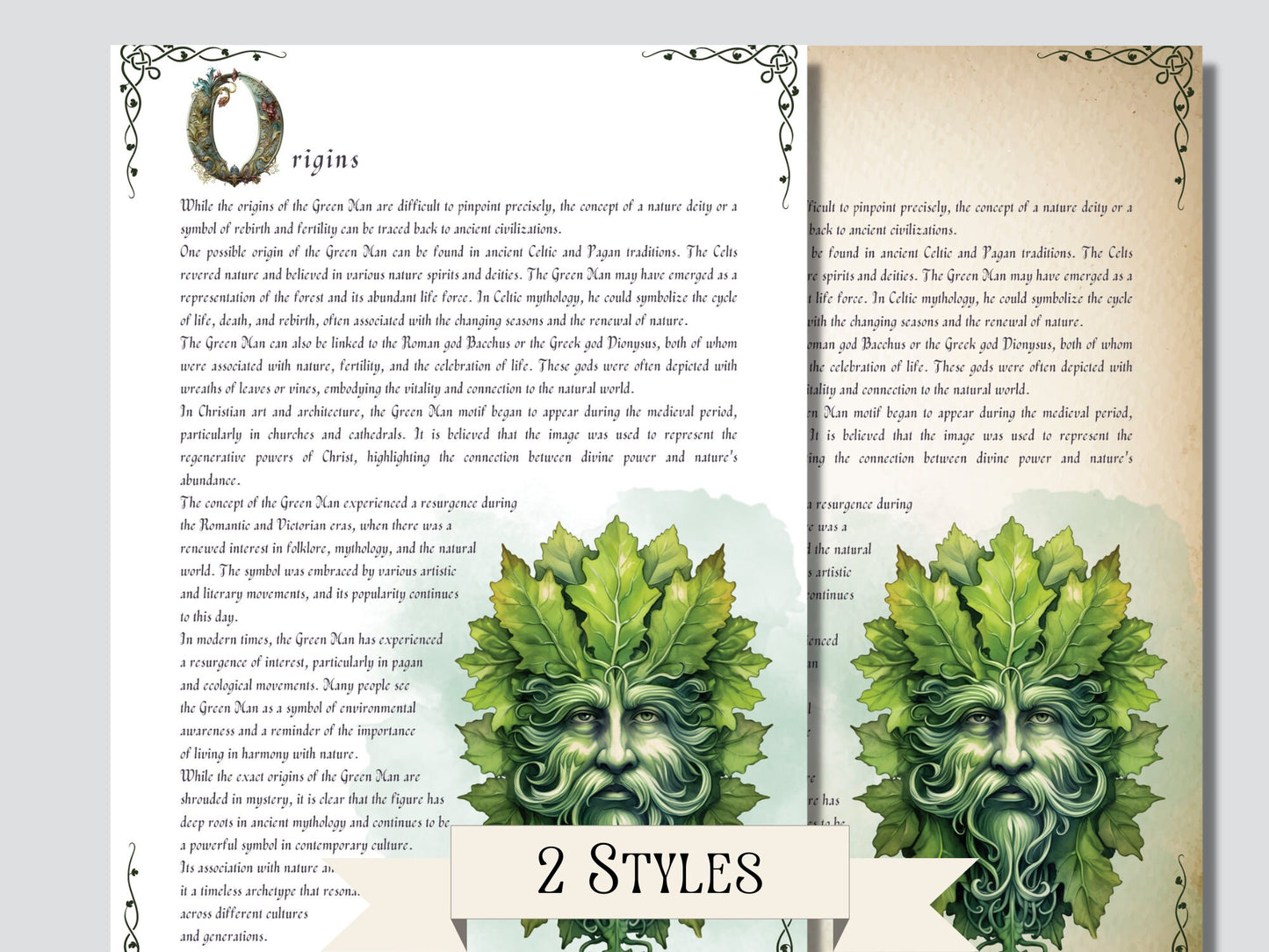 The Green Man. Beautiful pages for your Book Of Shadows. Instant Download