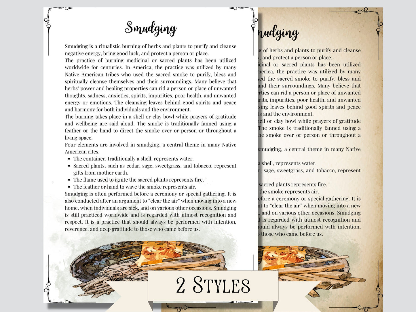 Sacred Smoke. Smudging For Beginners. Beautiful pages for your Book Of Shadows. Instant download