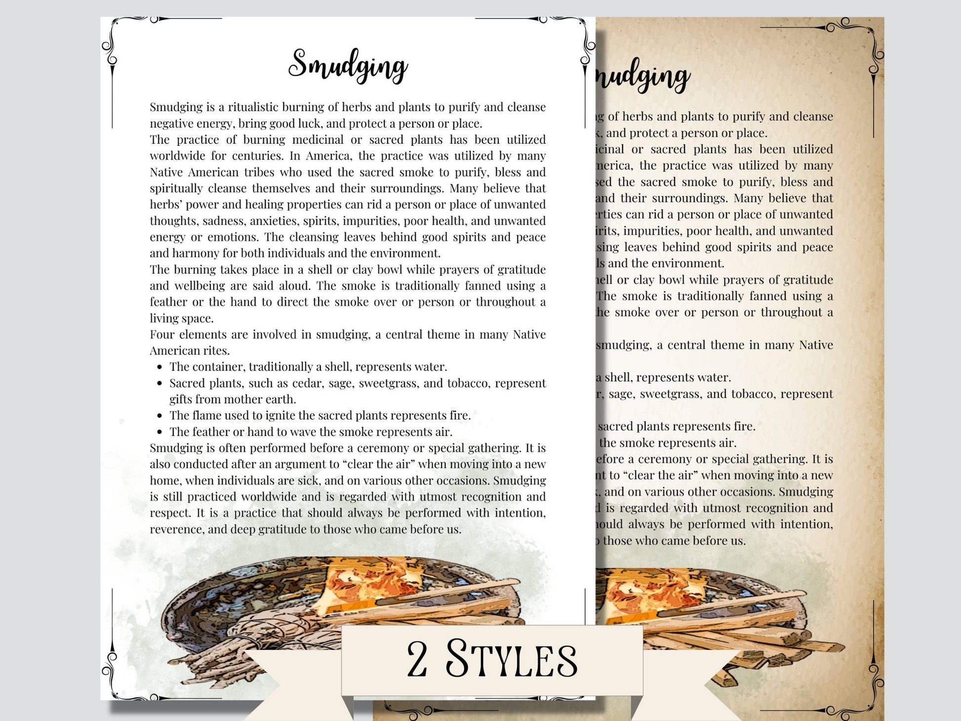 Sacred Smoke. Smudging For Beginners. Beautiful pages for your Book Of Shadows. Instant download