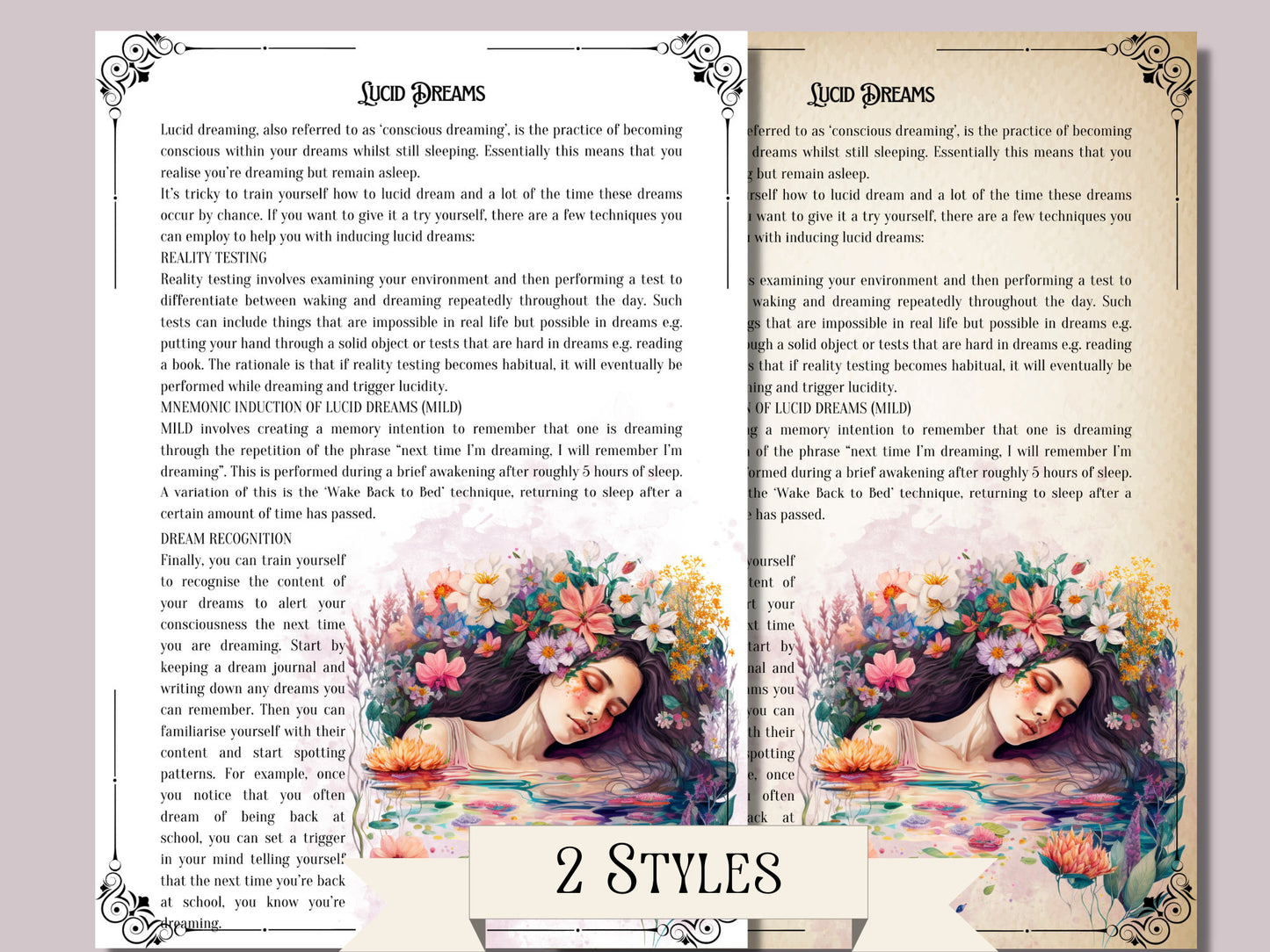 Dream Interpretation + BONUS. Beautiful pages for your Book Of Shadows. Instant Download.