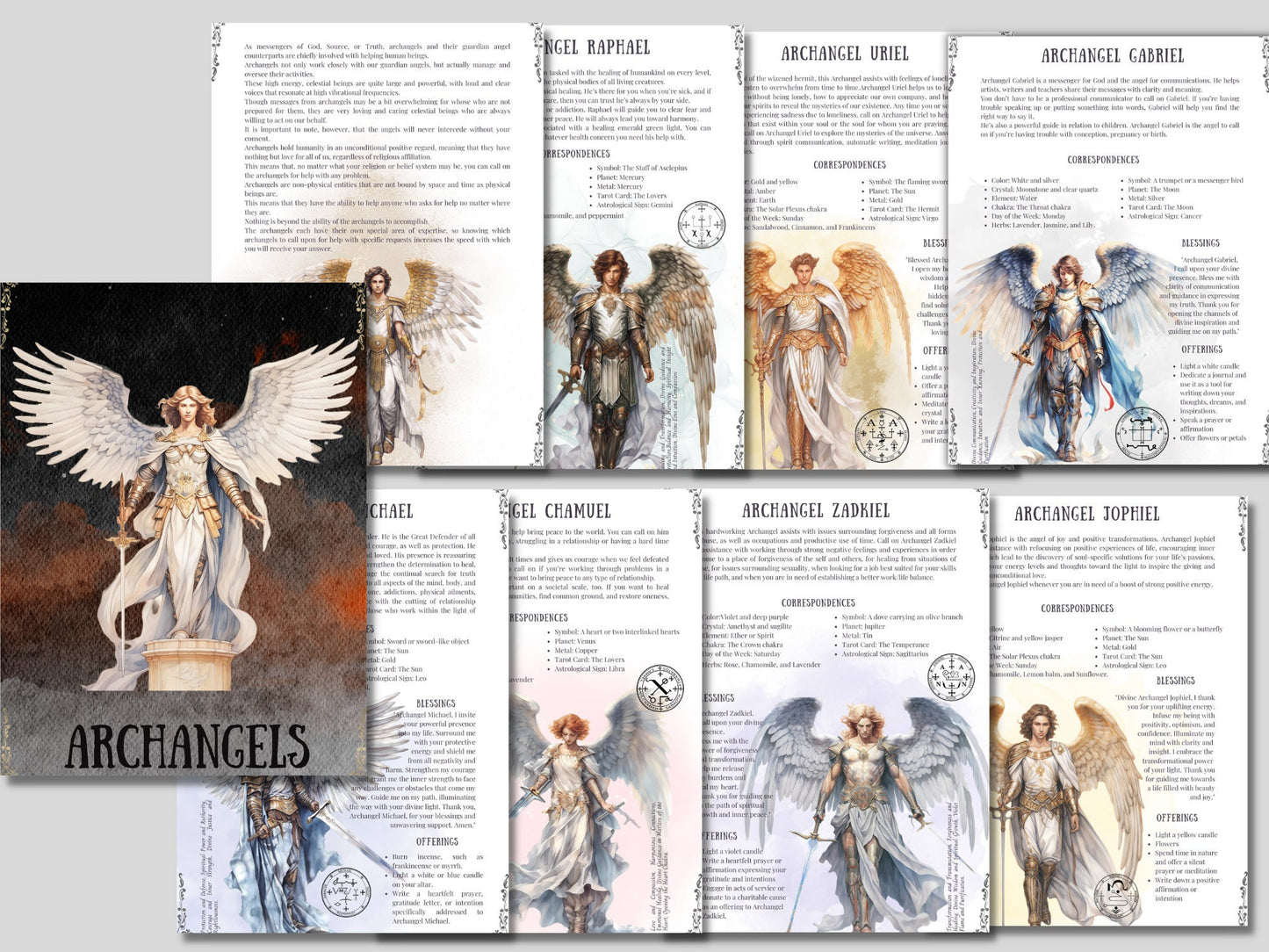 7 ARCHANGELS. Beautiful pages for your Book Of Shadows. Instant Download