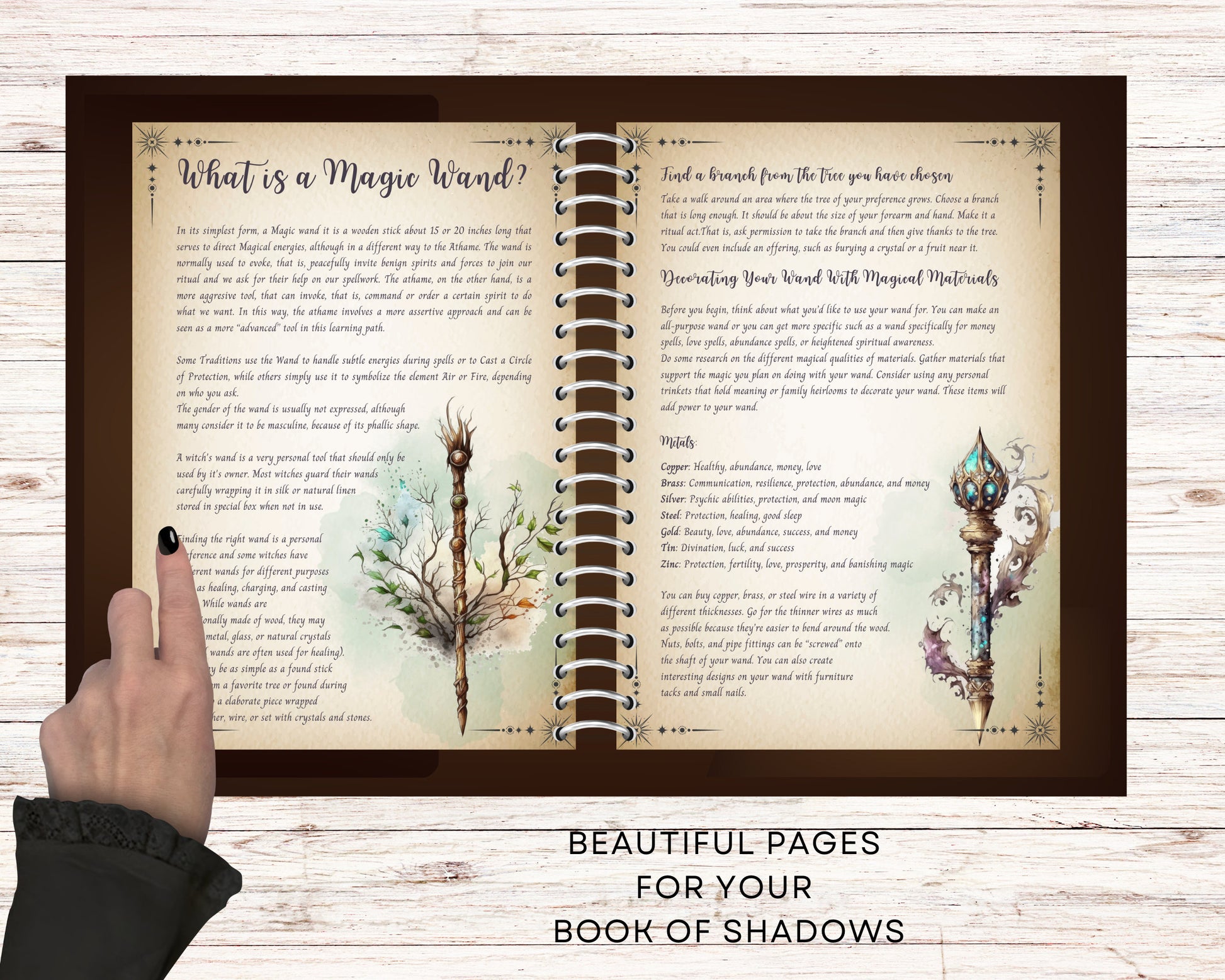 Magick Wands. Beautiful pages for your Book Of Shadows. Instant Download.