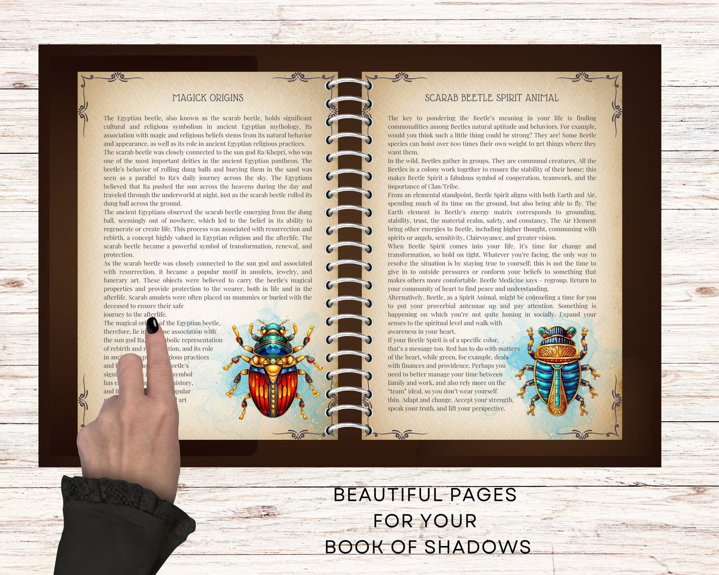 Ancient Egyptian Scarab Beetles. Spirit Animal. Beautiful pages for your Book Of Shadows. Instant download.