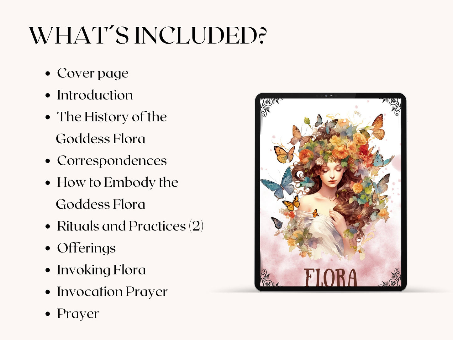 Flora. Roman Goddess of Spring. Beautiful pages for your Book Of Shadows. Instant download.