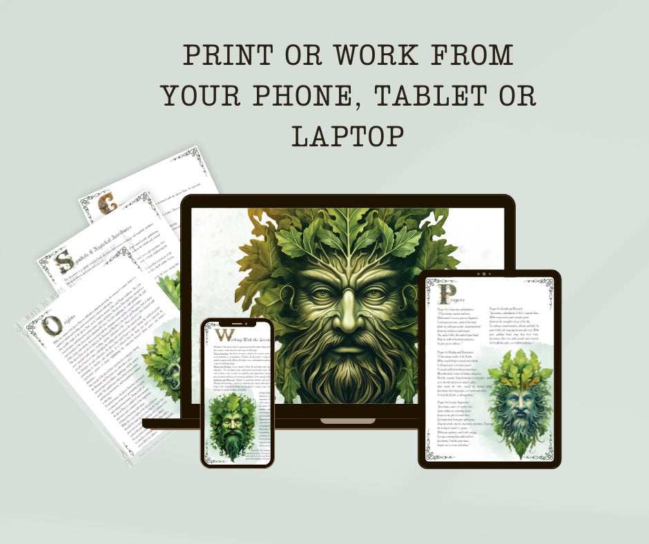 The Green Man. Beautiful pages for your Book Of Shadows. Instant Download