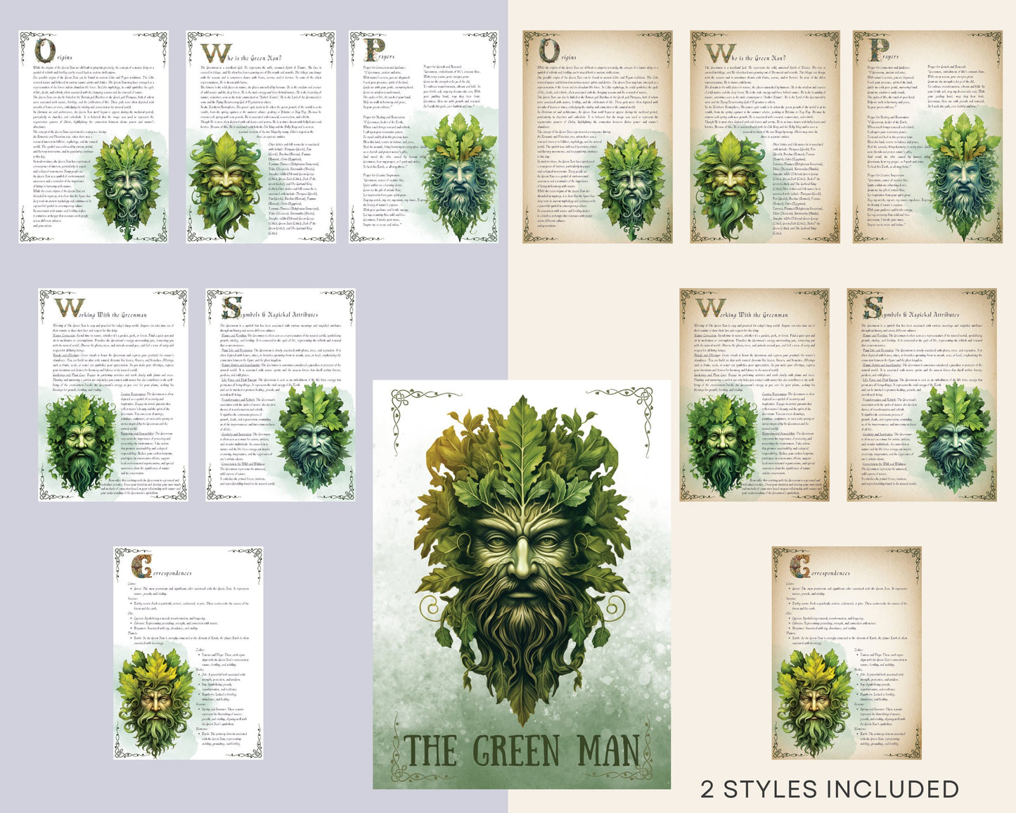 The Green Man. Beautiful pages for your Book Of Shadows. Instant Download