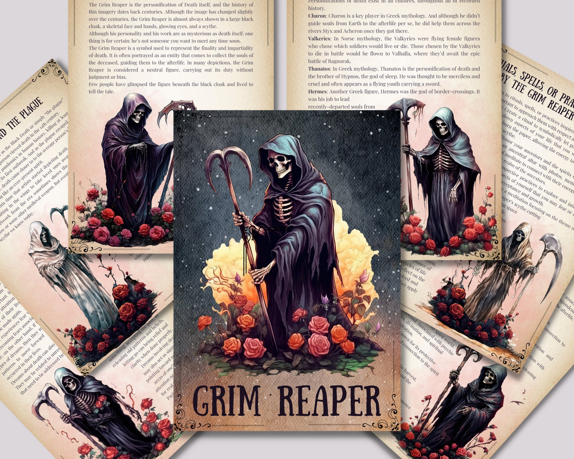 Grim Reaper. Beautiful pages for your Book Of Shadows. Instant download.
