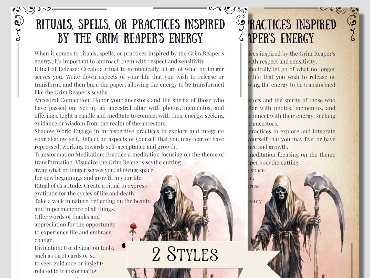 Grim Reaper. Beautiful pages for your Book Of Shadows. Instant download.