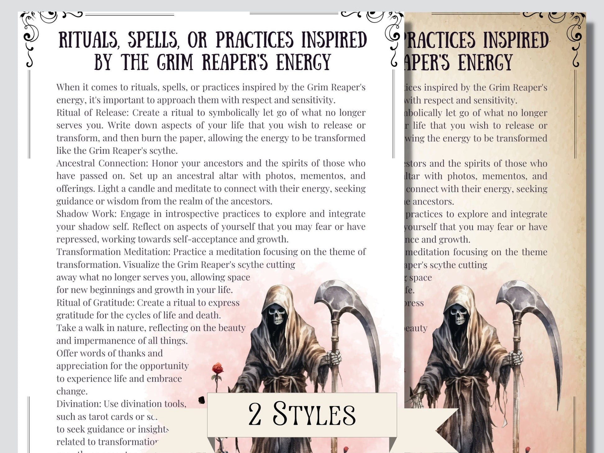 Grim Reaper. Beautiful pages for your Book Of Shadows. Instant download.