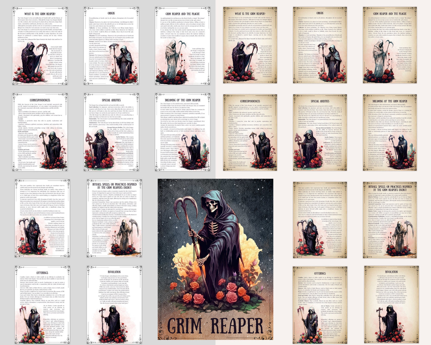Grim Reaper. Beautiful pages for your Book Of Shadows. Instant download.