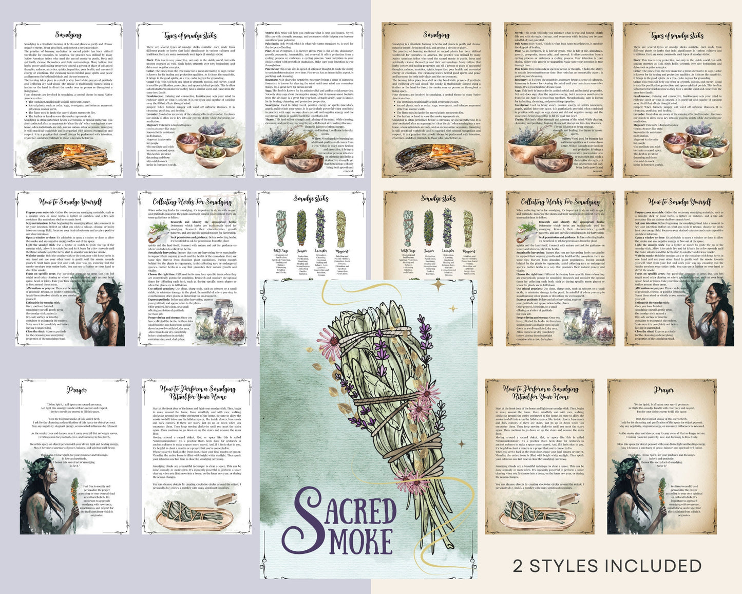 Sacred Smoke. Smudging For Beginners. Beautiful pages for your Book Of Shadows. Instant download