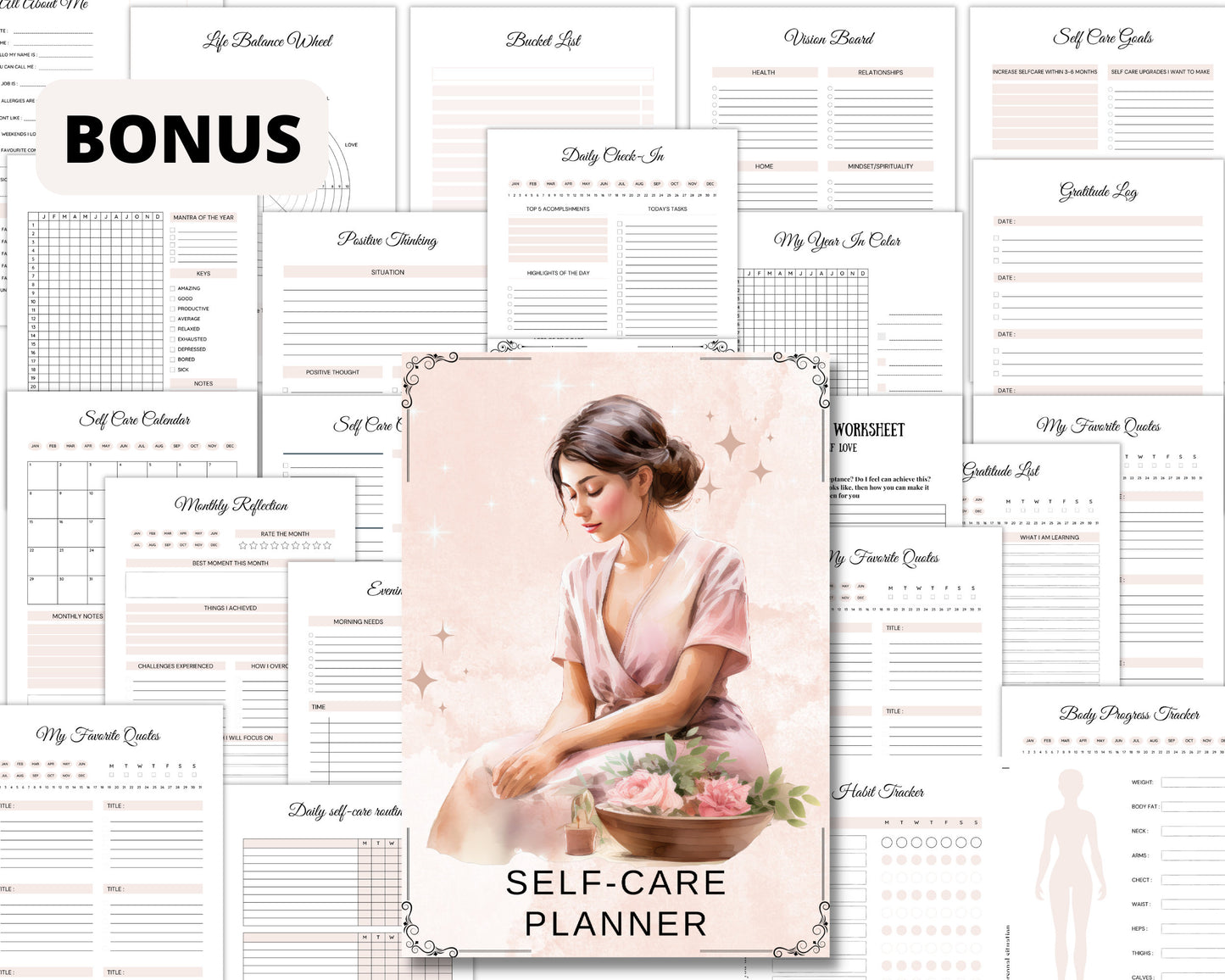 Glamour Magick + BONUS (Beauty Planner, Self-care planner). Beautiful pages for your BOS. Instant download.