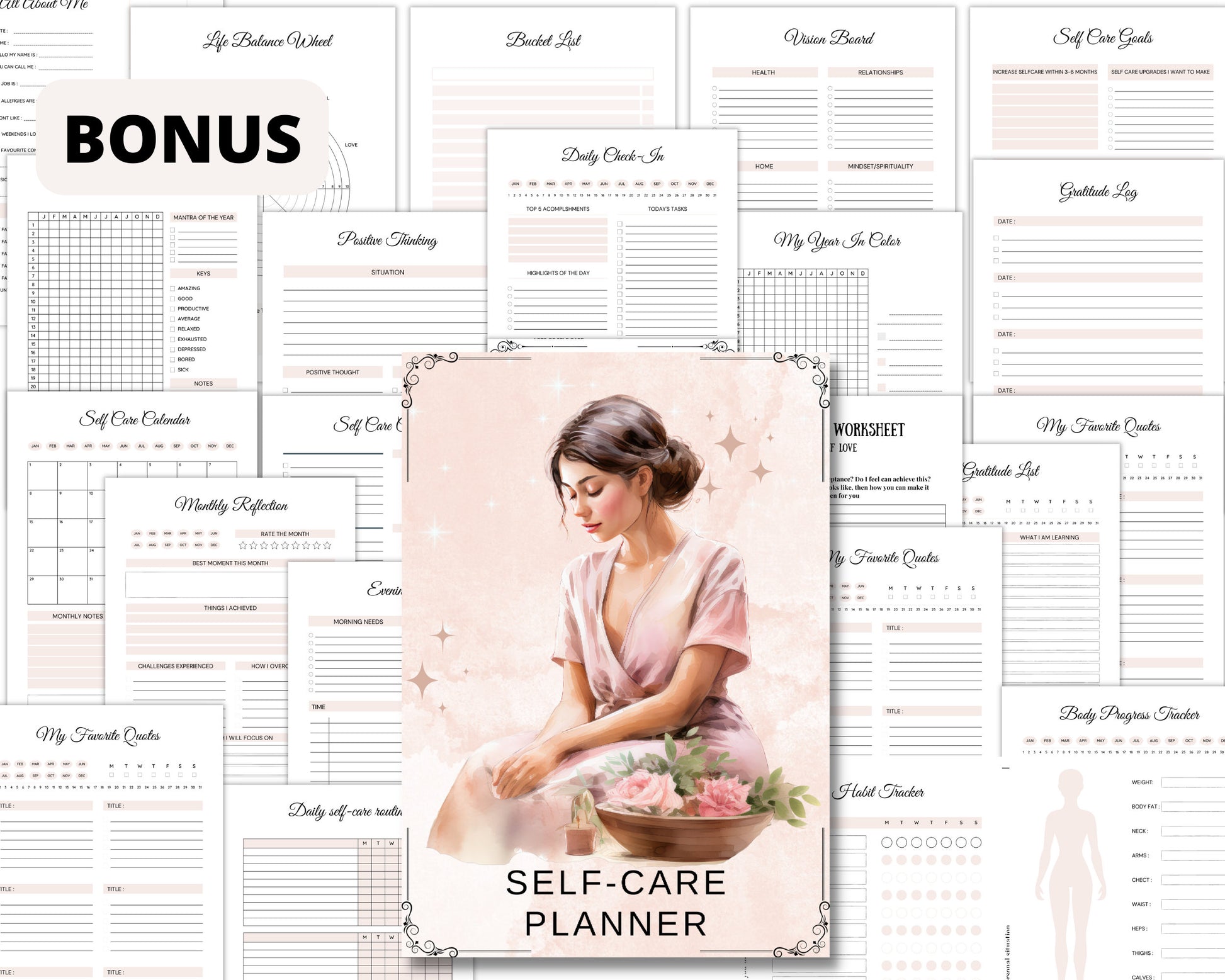 Glamour Magick + BONUS (Beauty Planner, Self-care planner). Beautiful pages for your BOS. Instant download.