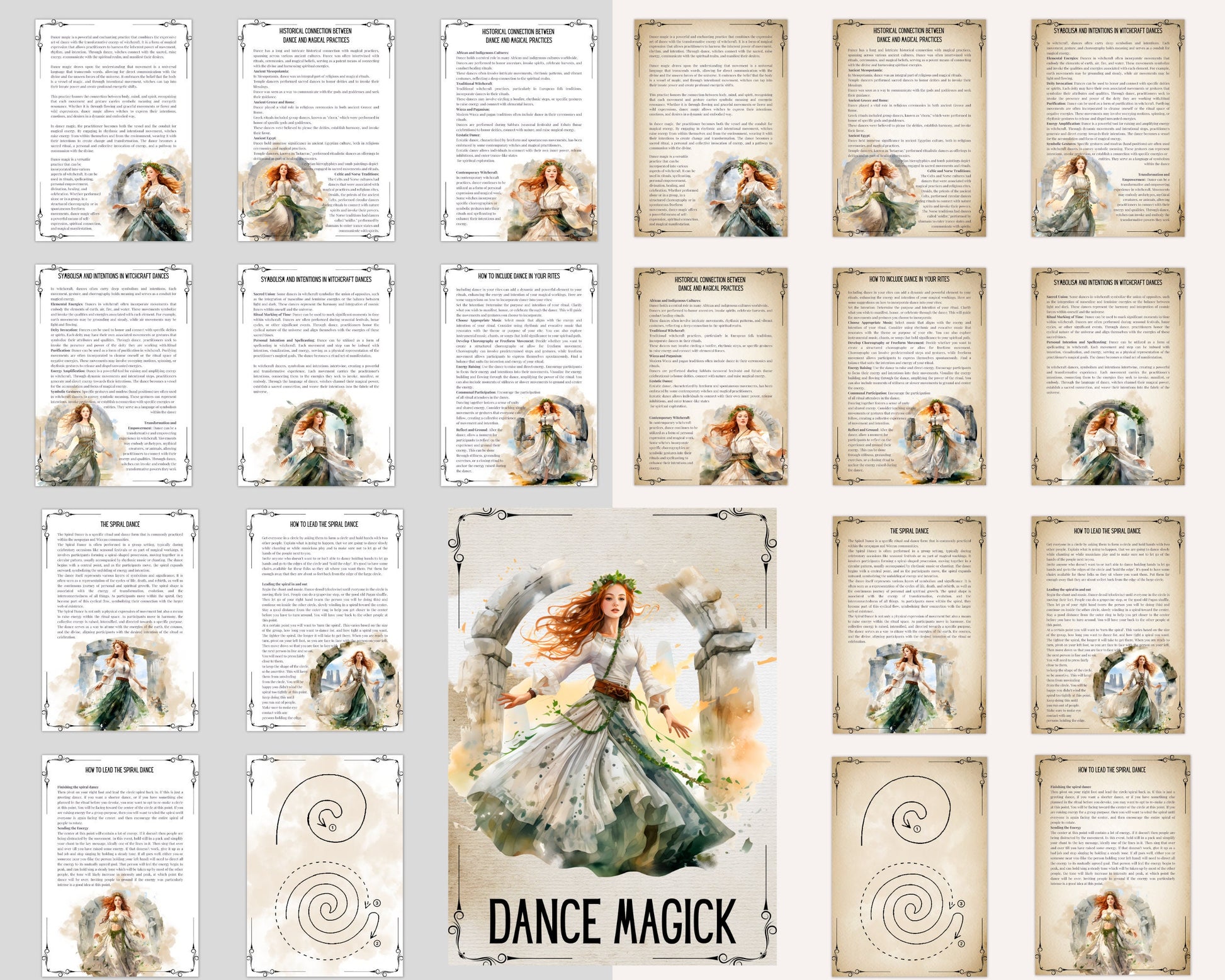 Dance Magick. Beautiful pages for your Book Of Shadows. Instant download.