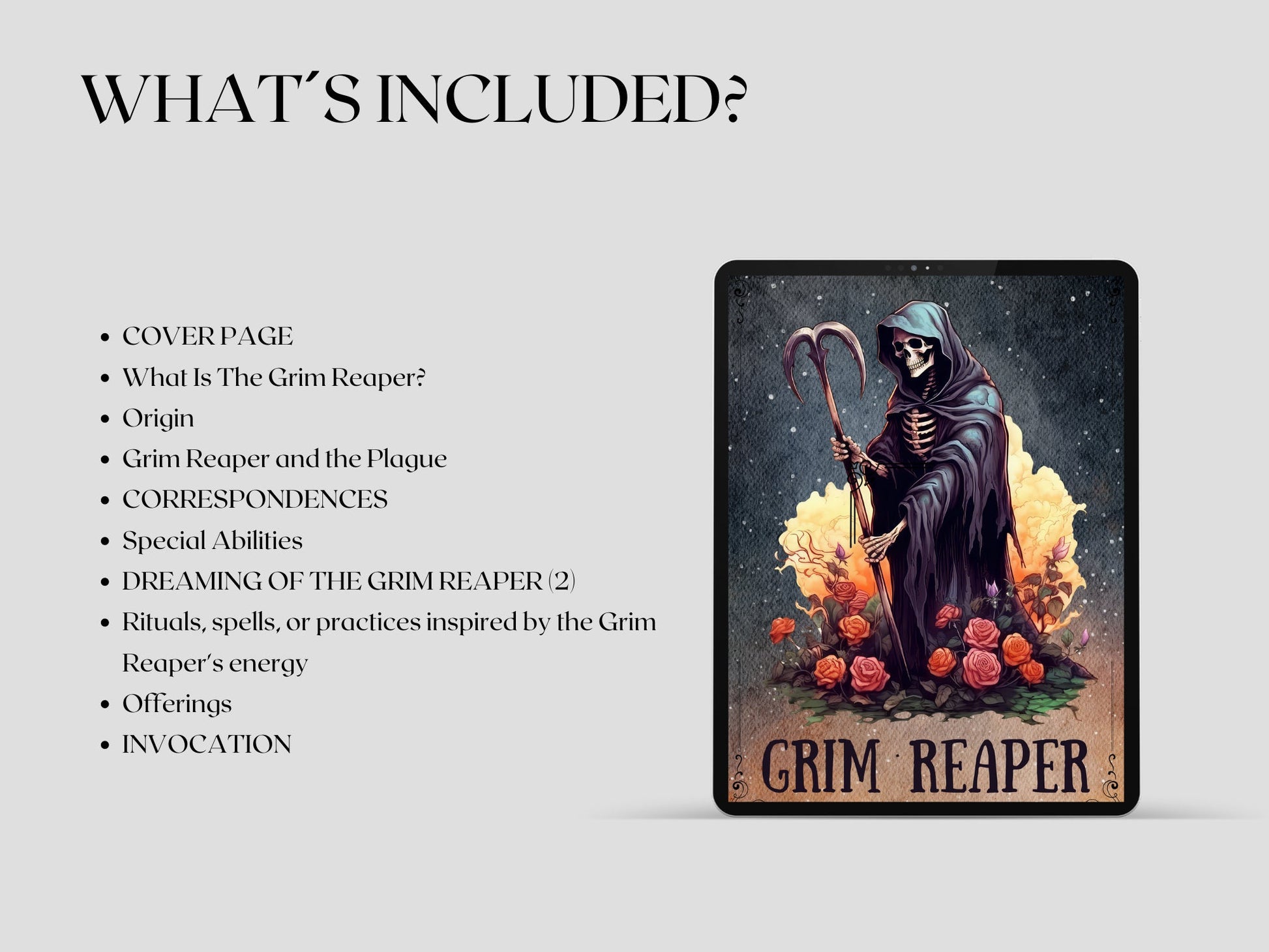 Grim Reaper. Beautiful pages for your Book Of Shadows. Instant download.