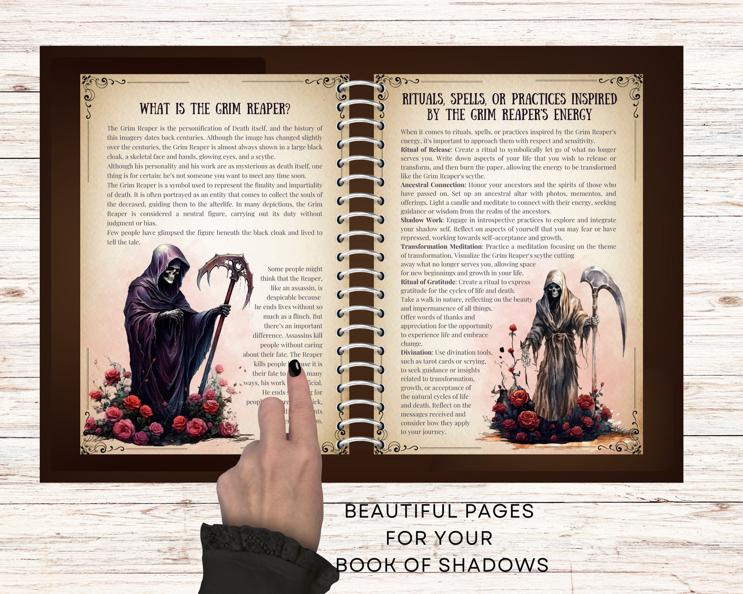 Grim Reaper. Beautiful pages for your Book Of Shadows. Instant download.