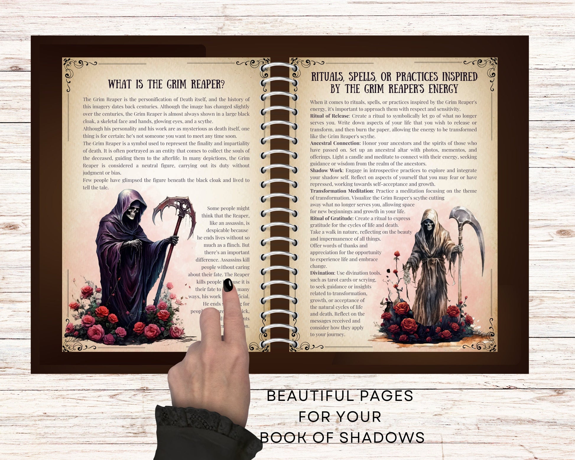 Grim Reaper. Beautiful pages for your Book Of Shadows. Instant download.