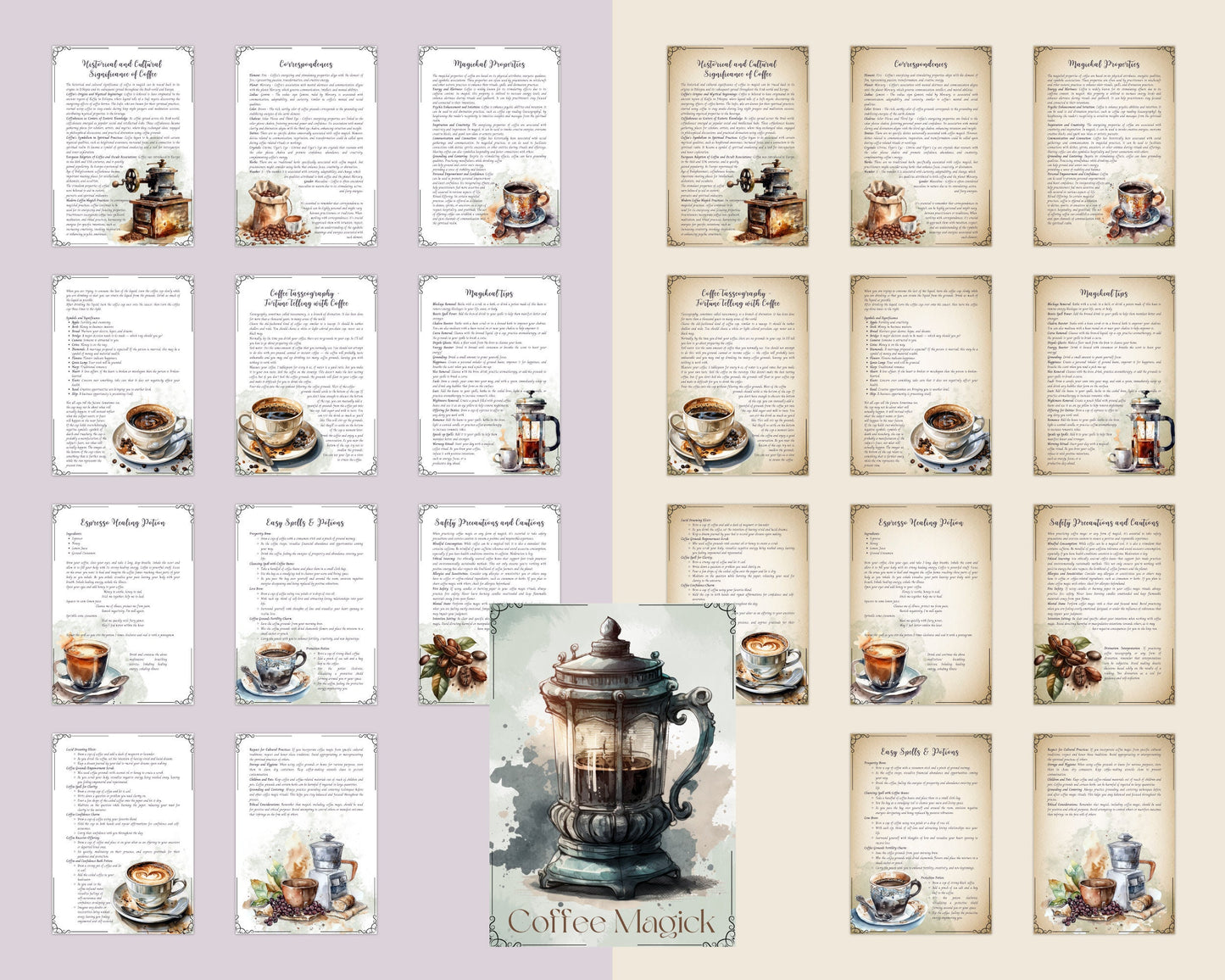 Coffee Magick. Beautiful pages for your Book Of Shadows. Instant download
