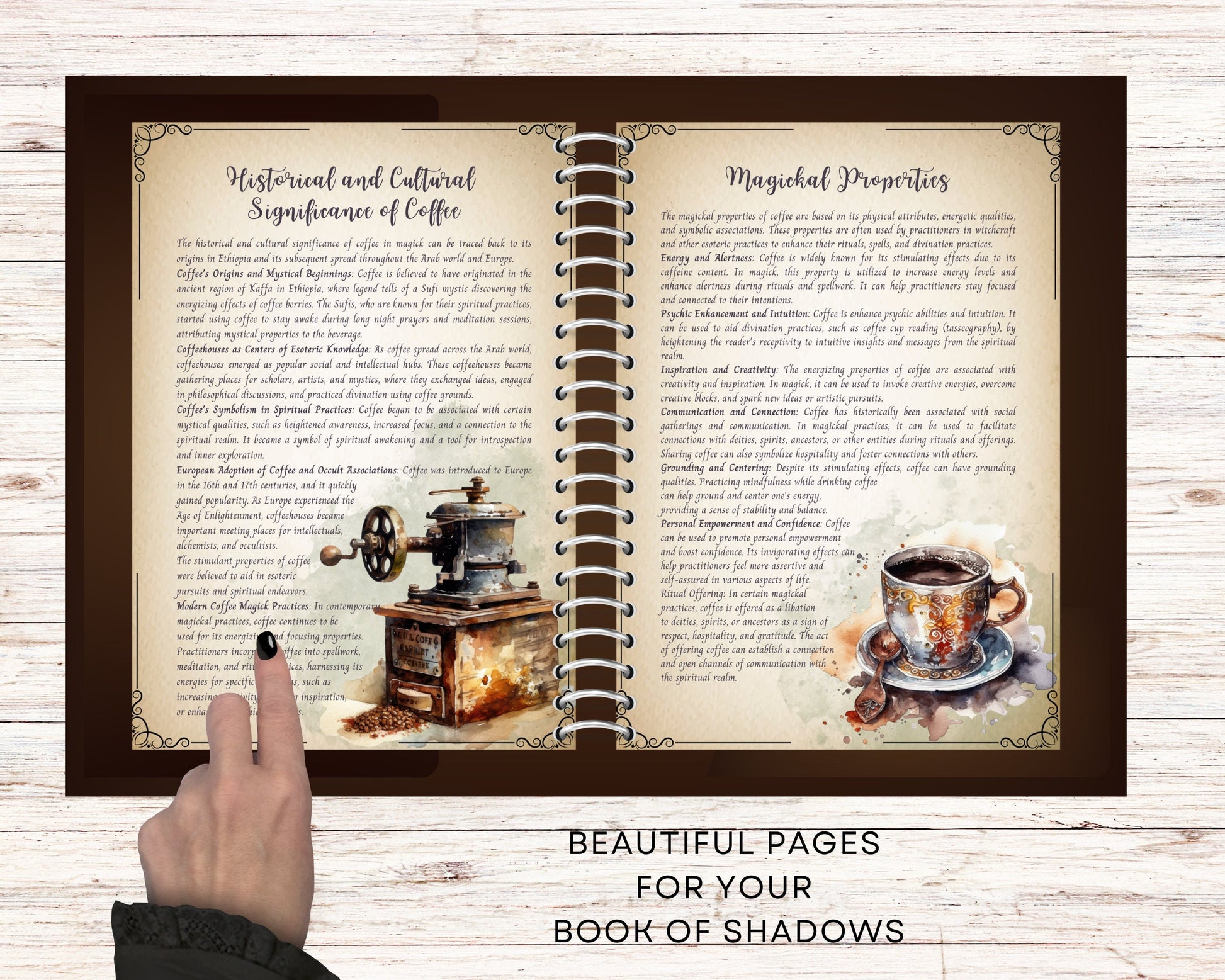 Coffee Magick. Beautiful pages for your Book Of Shadows. Instant download